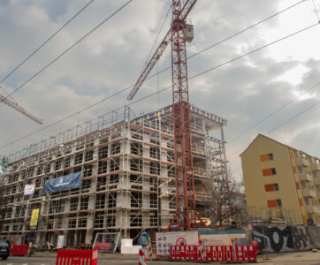 Quarterback Headquarter Baustelle in Leipzig