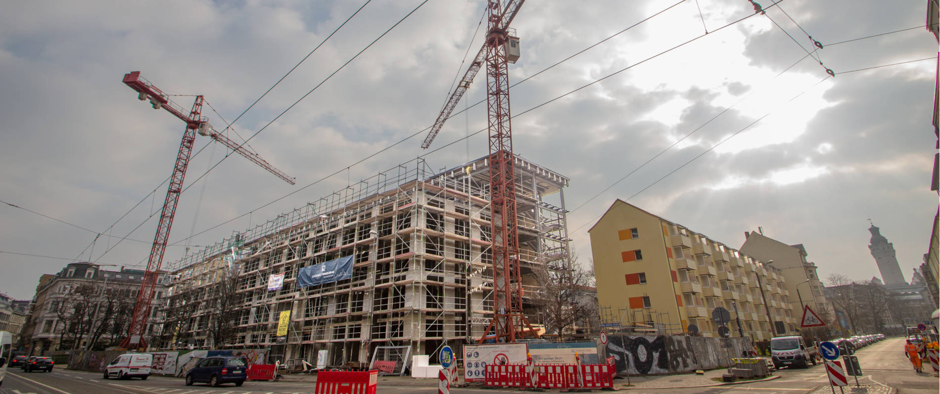 Quarterback Headquarter Baustelle in Leipzig