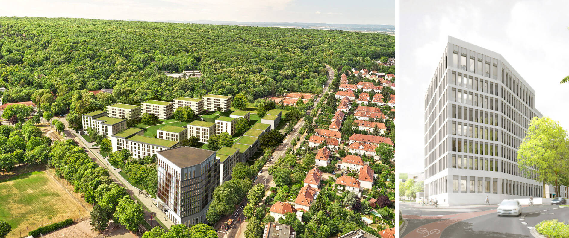 Quartier Lingel in Erfurt mit Büroturm