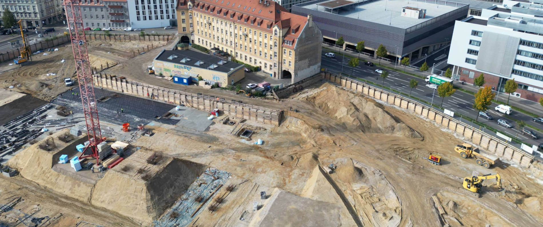 Grundsteinlegung am Krystallpalast-Areal in Leipzig - Blick auf Baustelle